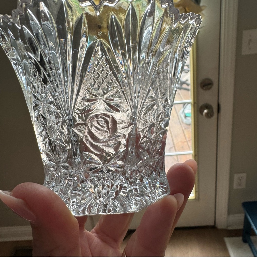 Vintage Studio Nova Crystal Vase with Rose Motif